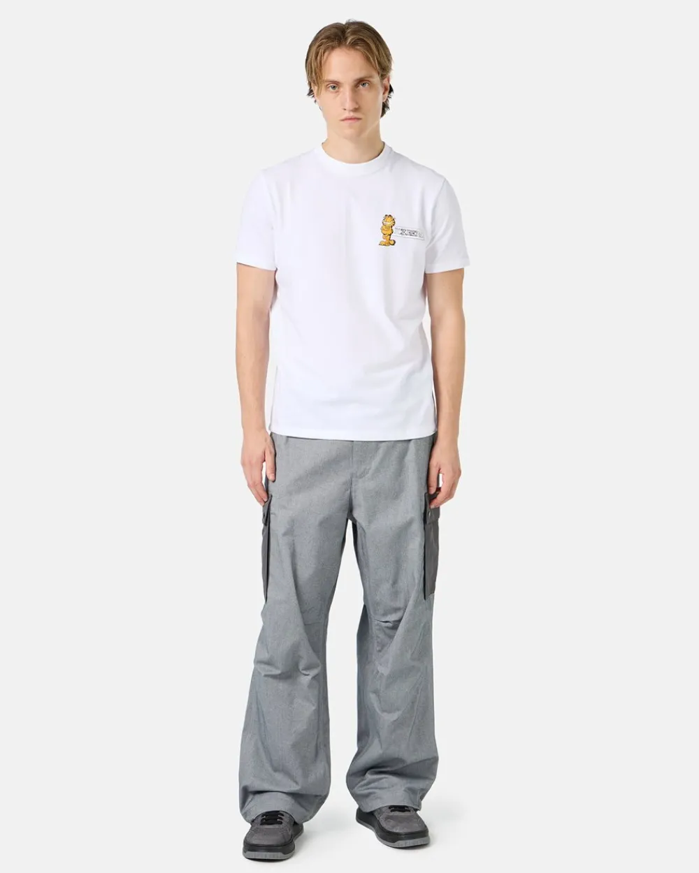 Iceberg Slim-fit White T-shirt In Sustainable Stretch Jersey With Garfield Print And Logo