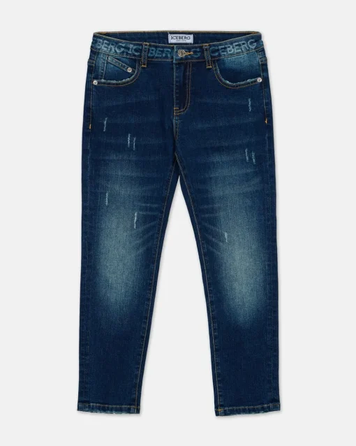 Kids/BOY Iceberg Stonewashed Blue 5-pocket Jeans With Logo