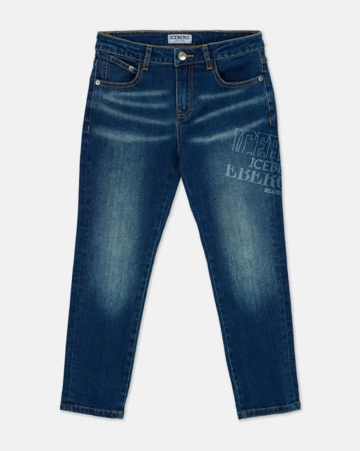 Kids/BOY Iceberg Stonewashed Blue 5-pocket Jeans With Logo