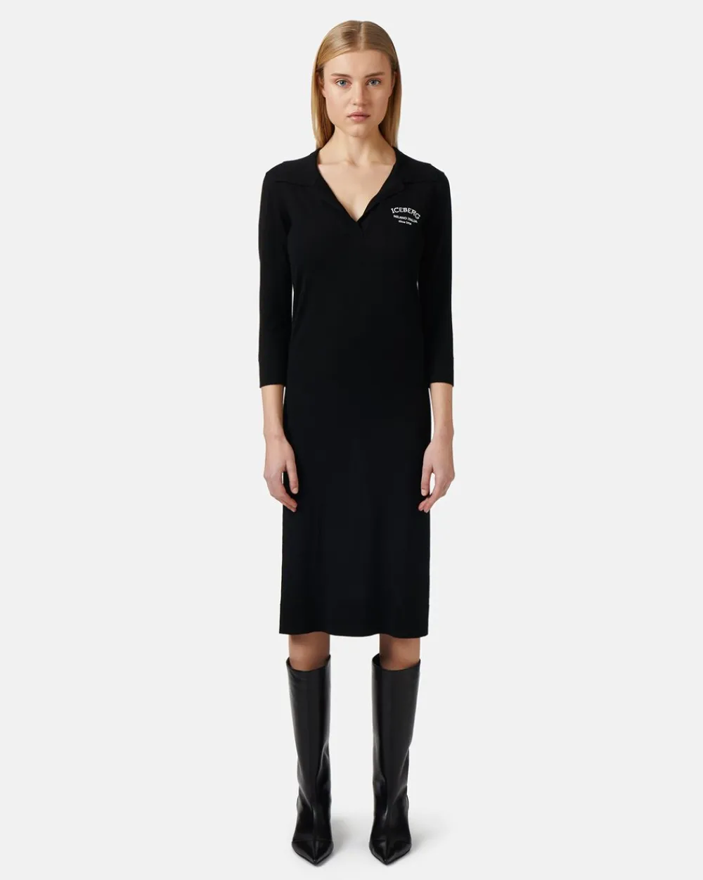 Women Iceberg Thin Wool Polo Dress