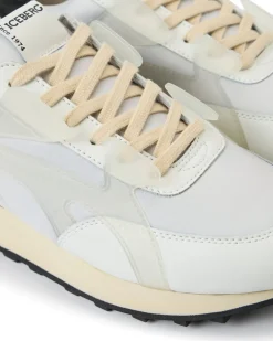 Iceberg White Athletic-inspired Sneakers In Leather And Suede