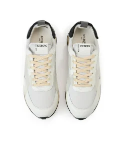Iceberg White Athletic-inspired Sneakers In Leather And Suede