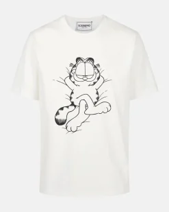 Iceberg White Cotton Jersey T-shirt With Lazy Garfield Print