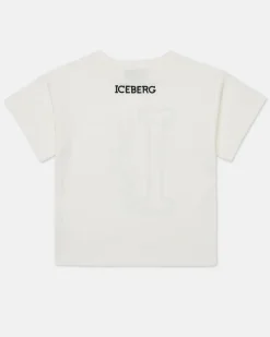 Kids Iceberg White Crew Neck Short Sleeve T-Shirt With And Bugs Bunny Monogram