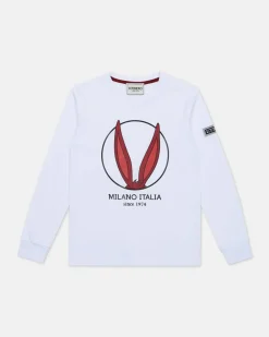Kids/BOY Iceberg White Crew-neck Sweatshirt With Stylized Looney Tunes Silhouettes