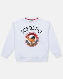 Kids/BOY Iceberg White Crewneck Sweatshirt With Junior Collection Cartoon Print
