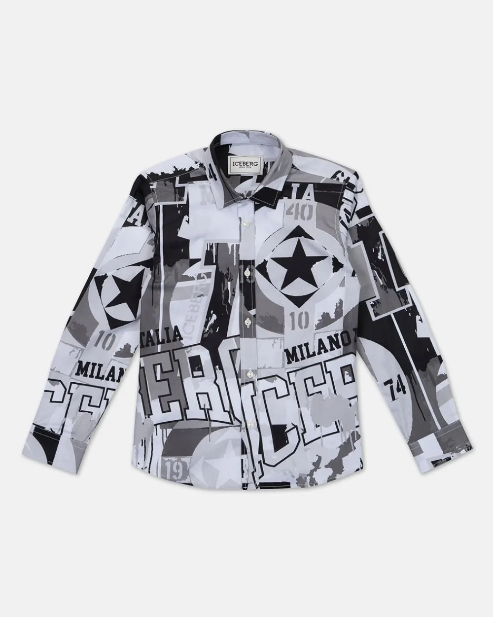 Kids/BOY Iceberg White Shirt With Allover Prints And Logo
