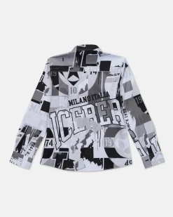 Kids/BOY Iceberg White Shirt With Allover Prints And Logo