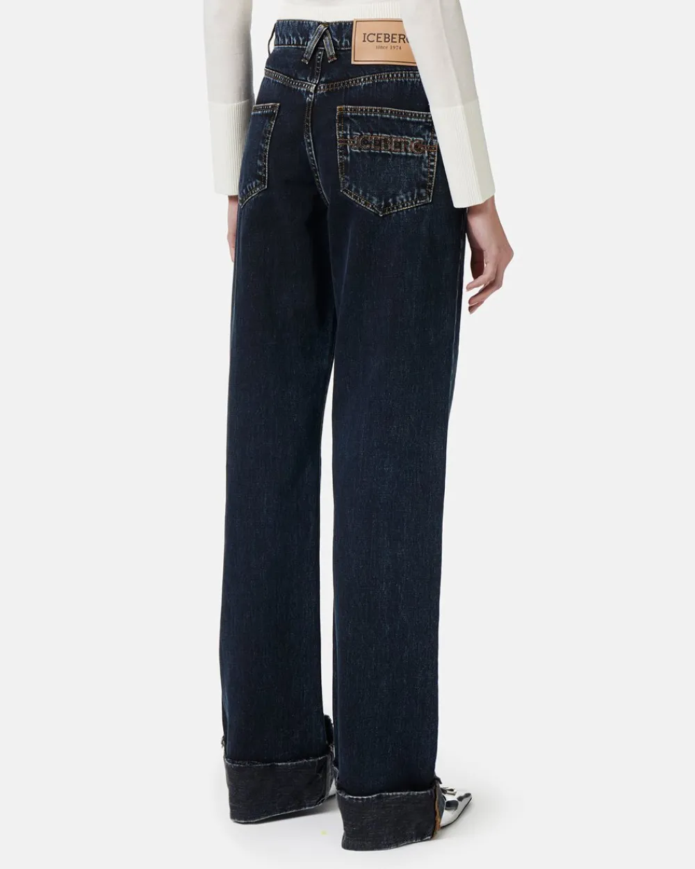 Women Iceberg Wide Fit 5 Pocket Trousers With Turn-up