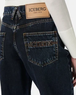 Women Iceberg Wide Fit 5 Pocket Trousers With Turn-up