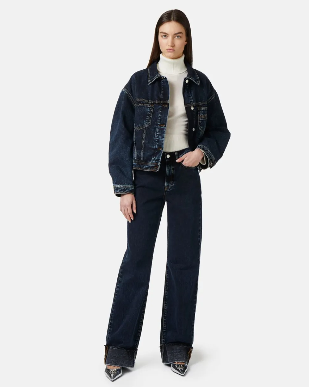 Women Iceberg Wide Fit 5 Pocket Trousers With Turn-up