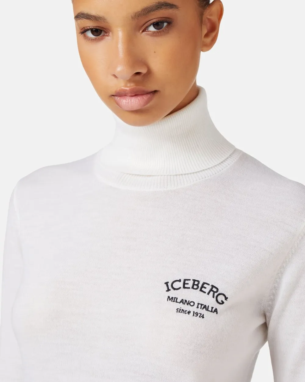 Women Iceberg Wool Mock-neck Sweater With Milano Logo