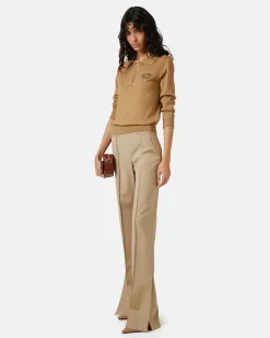 Women Iceberg Wool Polo Sweater With Embroidery